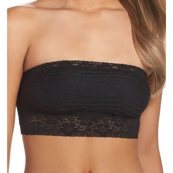 Free People Black Scalloped Lace Bandeau Size Large NWT - Picture 1 of 7